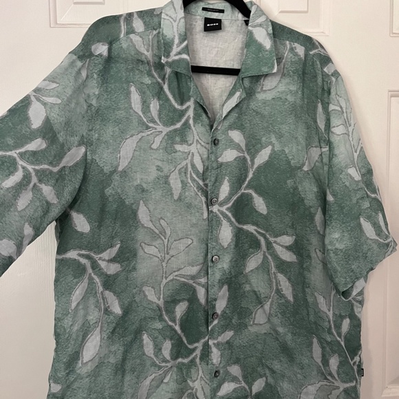 HUGO BOSS Lars Regular Fit Palm Frond Print Short Sleeve Button-up Shirt - Picture 6 of 9